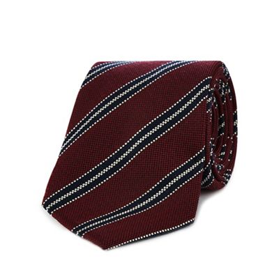 Dark red striped print tie